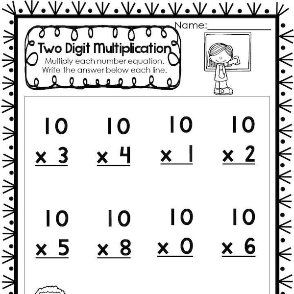 Multiplication Worksheet Etsy