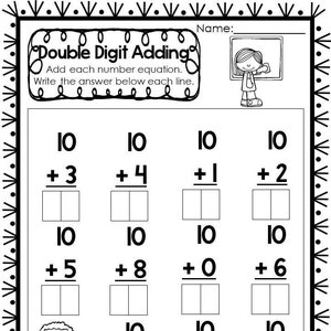 15 Printable Double Digit Addition Worksheets. Numbers 11-20. Preschool-2nd Grade Math.