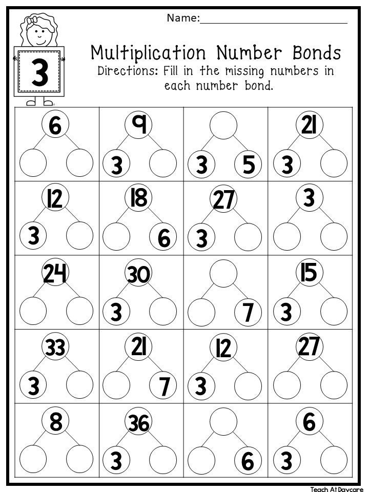 12 printable multiplication number bonds worksheets numbers etsy
