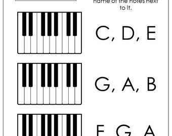 10 color the keys worksheets beginning music preschool 2nd etsy canada