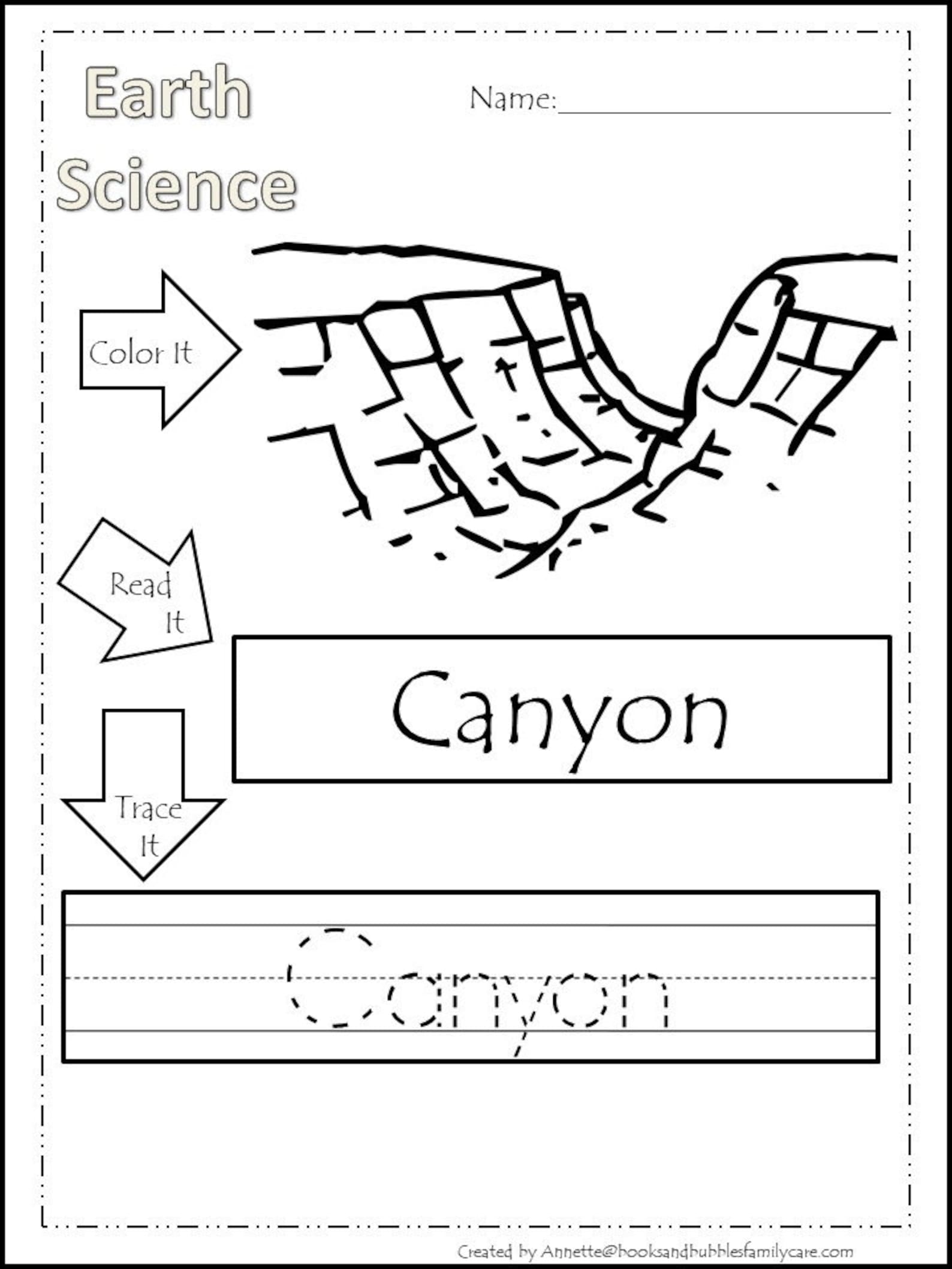 30 Earth Science Printable Worksheets. Color Read Trace Land Etsy