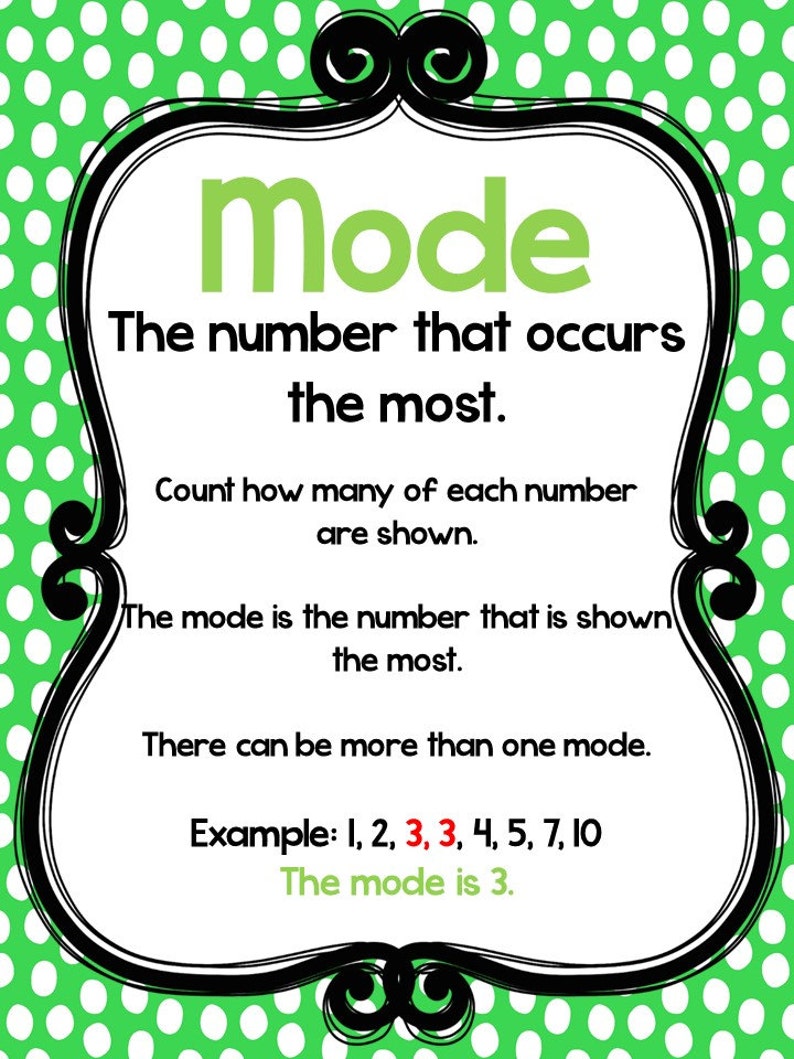 4 Printable Mean Median Mode And Range Math Posters Full Etsy UK