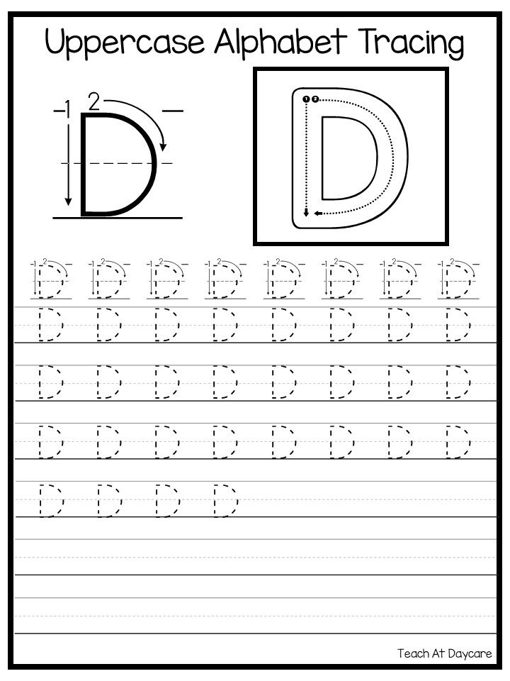 26 printable uppercase alphabet tracing worksheets etsy
