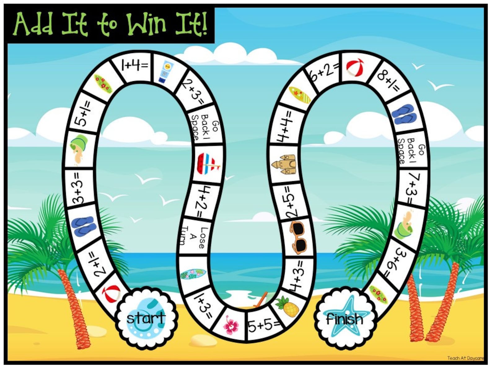 10 Printable Beach Themed Kindergarten Math Center Games and Activities ...
