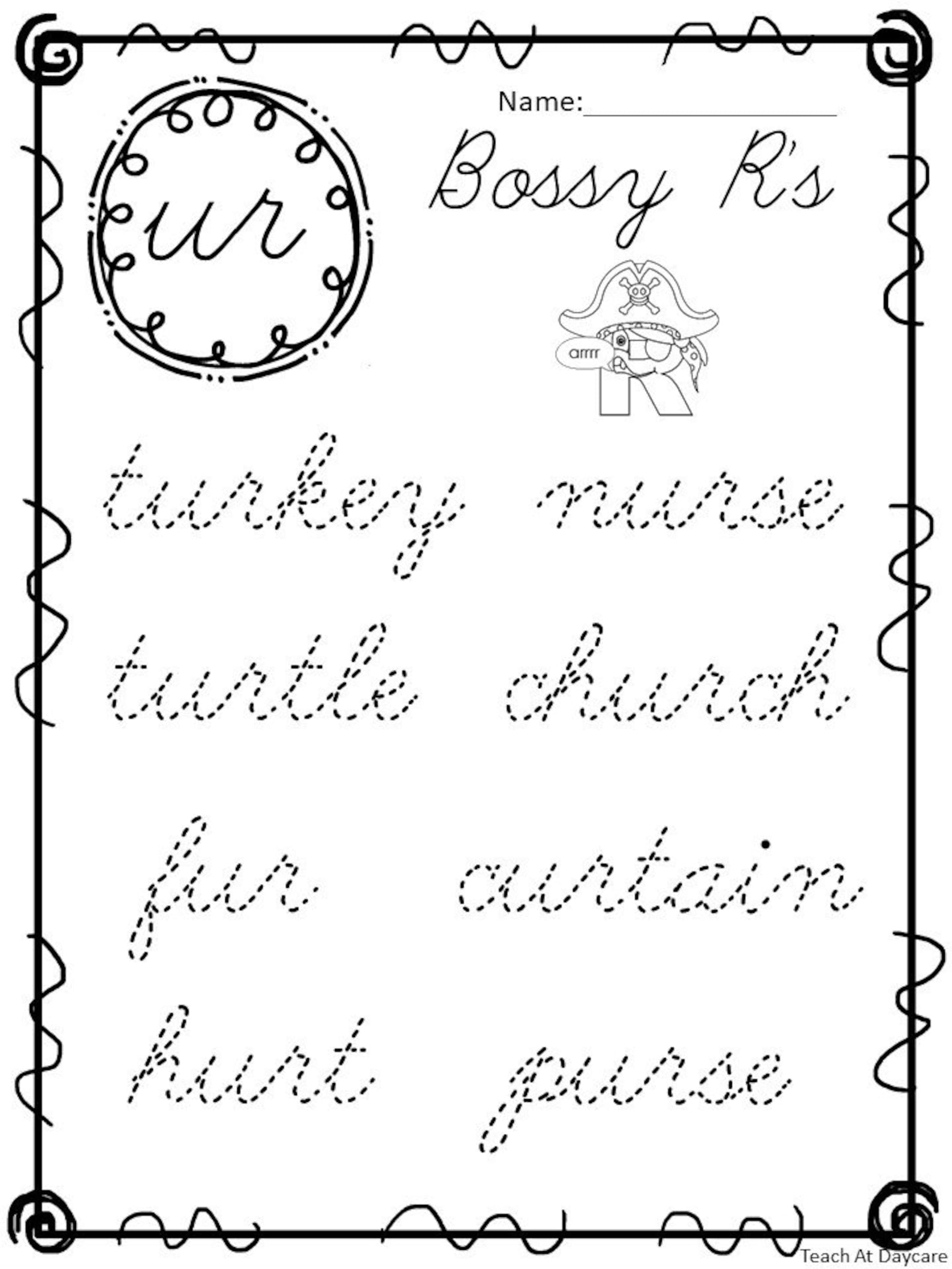 10 Printable Cursive R-controlled Vowel Trace the Words | Etsy