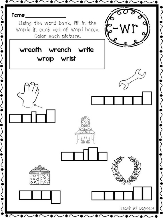 10 printable digraphs box writing worksheets kindergarten 2nd etsy