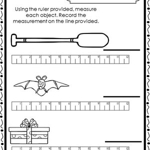 10 Printable Measuring With a Ruler Worksheets. Preschool-1st | Etsy