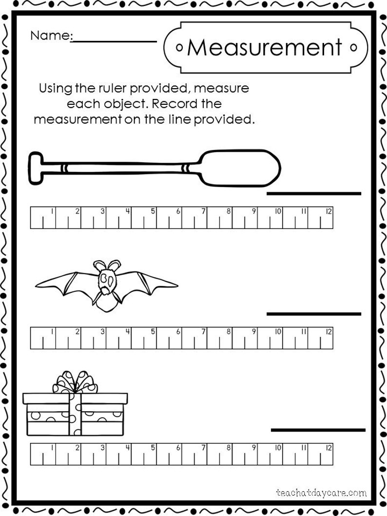 10 printable measuring with a ruler worksheets preschool 1st etsy