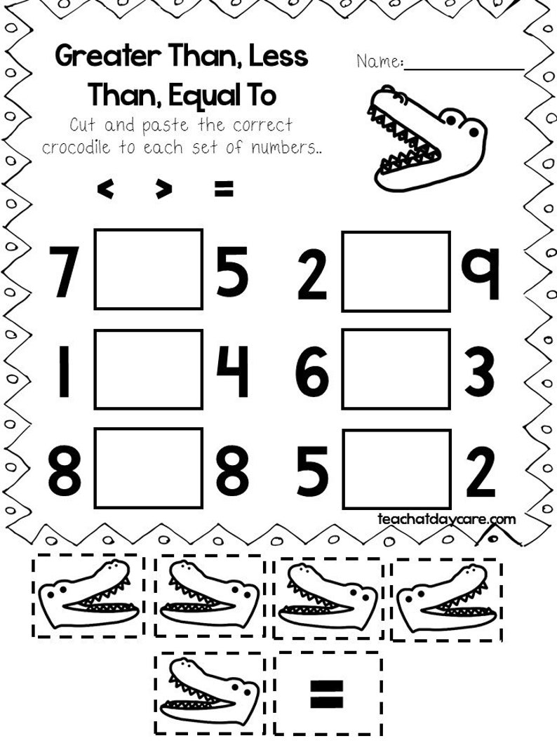 greater than less than equal to worksheets for kindergarten