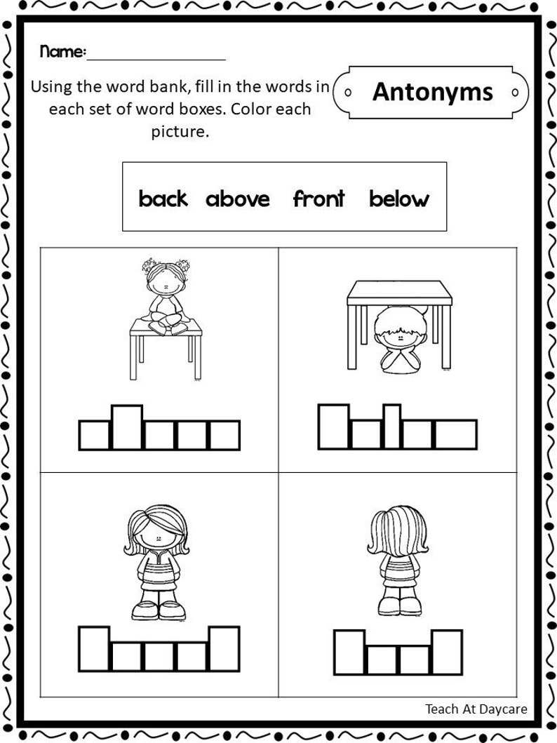 21 Printable Antonyms and Synonyms Box Write Worksheets. 1st-2nd Grade ...