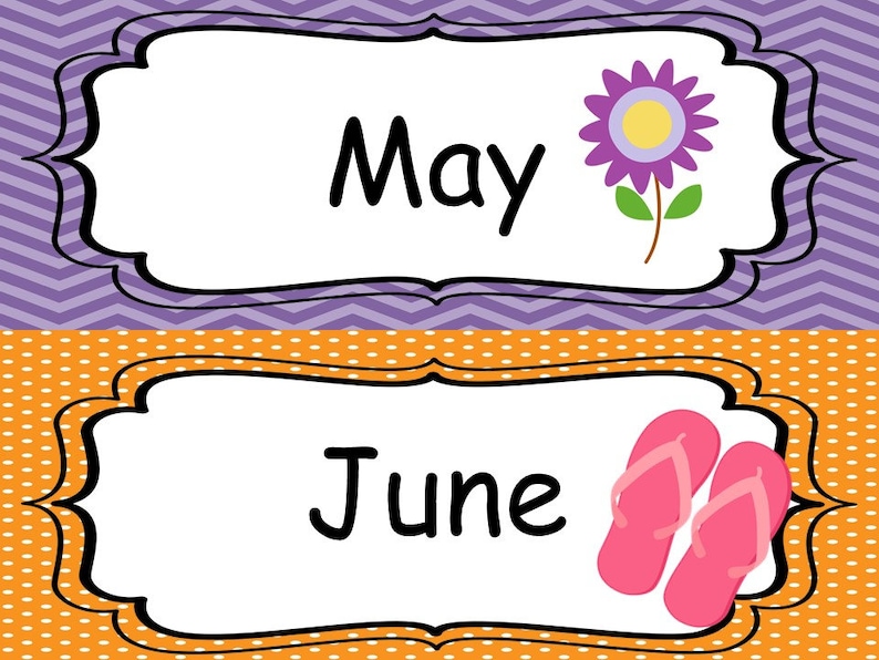 Printable Month Labels and Calendar Squares in a Zip File. | Etsy
