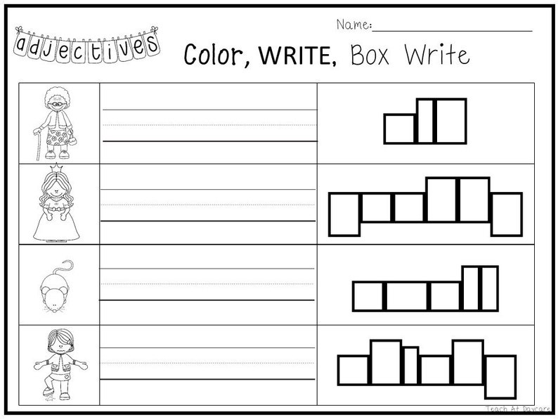 box write worksheets 10 printable adjectives color 1st 2nd grade ela worksheets trace toys games learning school las hermosas fr