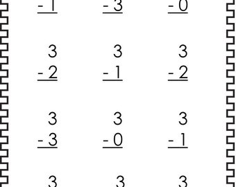 20 printable subtraction worksheets numbers 1 10 etsy