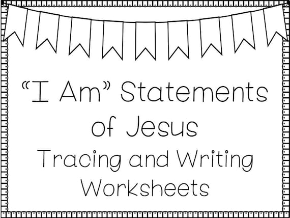 i am statements of jesus handwriting and color worksheets etsy