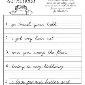 10 Printable Cursive Correct the Sentences Worksheets. 1st-2nd Grade ...