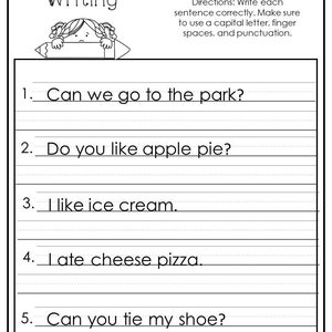 10 Printable Write the Sentence Worksheets. 1st-3rd Grade ELA | Etsy