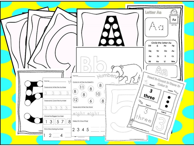 250 alphabet and numbers worksheets download etsy