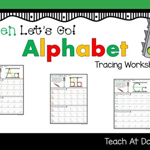 38 Green Let&#39;s Go Alphabet Tracing Worksheets. Letter Formation. Preschool-KDG