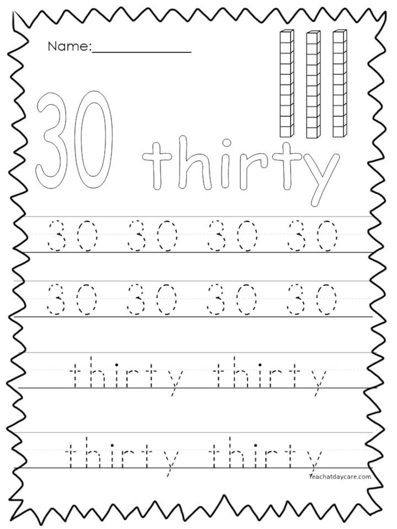 10 Printable Numbers 21-30 Tracing Worksheets. Preschool-kindergarten ...