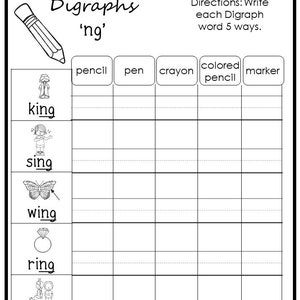 10 Printable 5 Ways to Write Digraphs Worksheets. Kindergarten-2nd ...