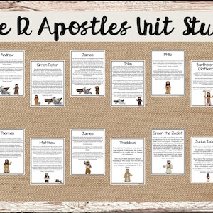 De 12 Apostelen Eenheid Studie sets. Werkbladen en activiteiten in een ZIP-bestand.