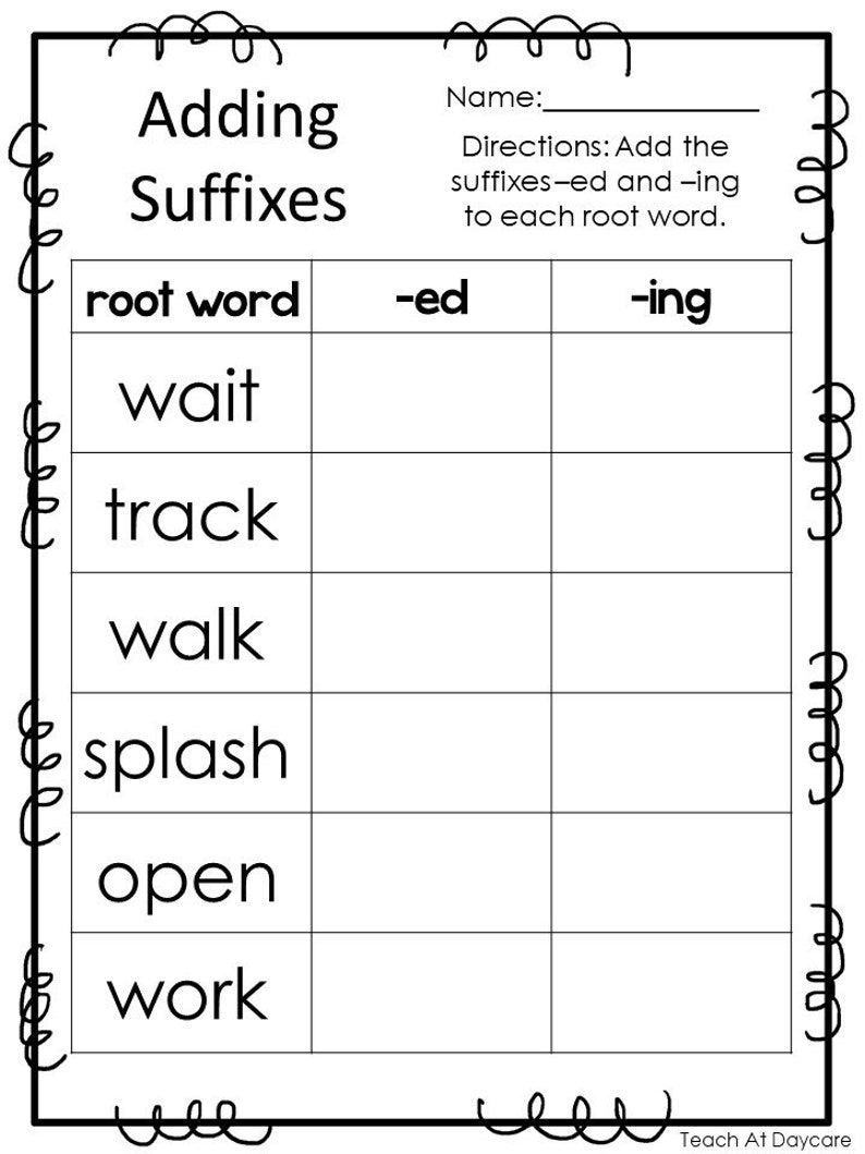 Suffix Ed Worksheet