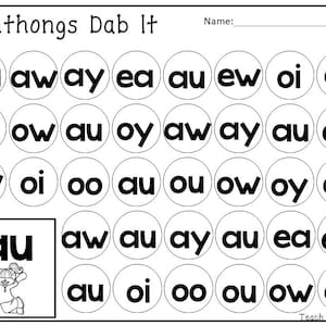 10 Printable Diphthongs Dab It Worksheets. Kindergarten-2nd Grade ELA Worksheets.