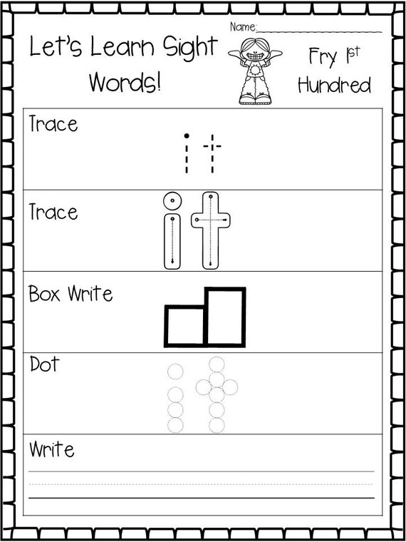 100 Printable Let's Learn Fry 1st Hundred Sight Words Worksheets. Kindergarten-1st Grade Handwriting and Spelling Activity. - Etsy 100-printable-let-s-learn-fry-1st-hundred-sight-words-worksheets-kindergarten-1st-grade-handwriting-and-spelling-activity-etsy