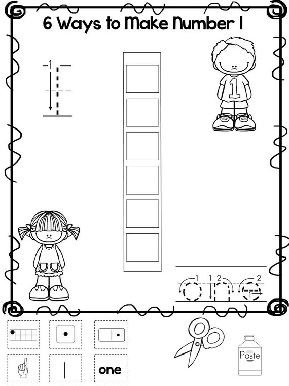 10 Printable 6 Ways To Make Numbers Worksheets Numbers 1 10 Etsy