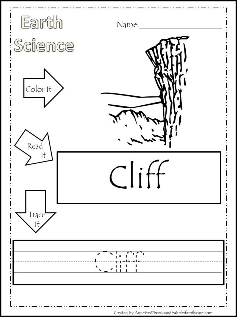 30 Earth Science Printable Worksheets. Color Read Trace Land - Etsy