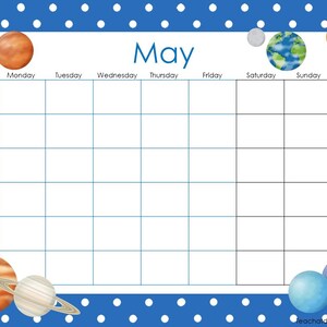 12 Printable Blank Themed Monthly Calendars. Preschool and Elementary ...