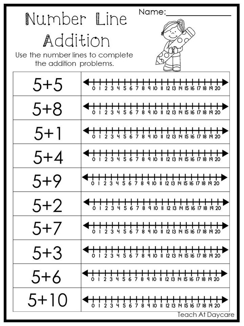 15 printable number line adding worksheets numbers 1 10 etsy