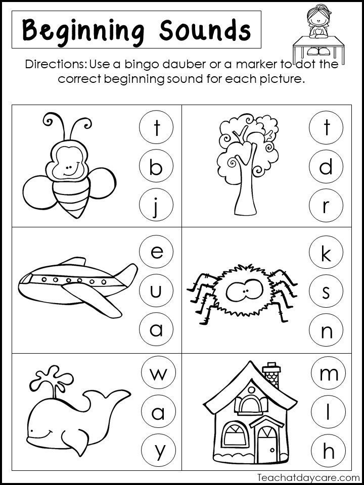 10 Printable Beginning Sounds Worksheets. Preschool-1st Grade Phonics and  Literacy - Etsy