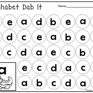 26 Planilhas Dab It do alfabeto minúsculo para impressão. Fônica pré-escolar-KDG.