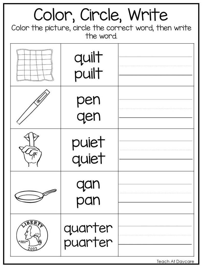 Letter Recognition Phonics Worksheet Q Lowercase Super Simple Learn 