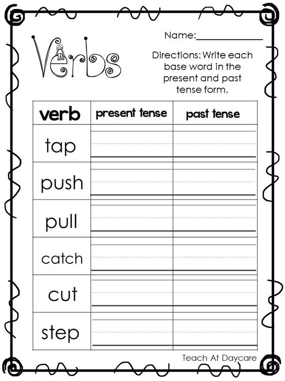 Simple Past Tense  Verb Tense Worksheet For Kids