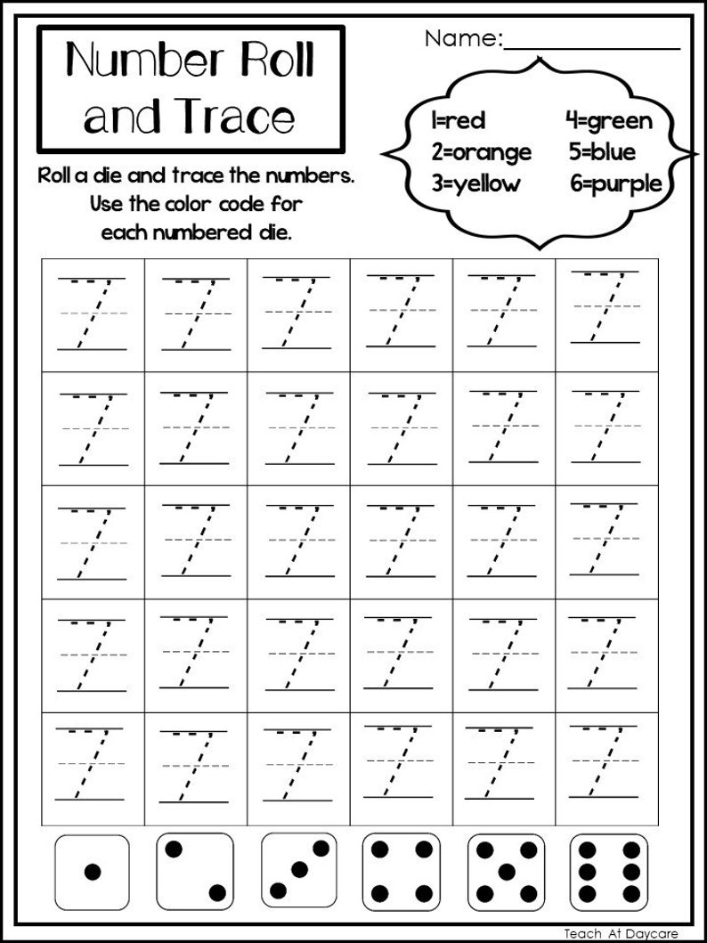 21 printable number roll and trace worksheets numbers 0 20 etsy