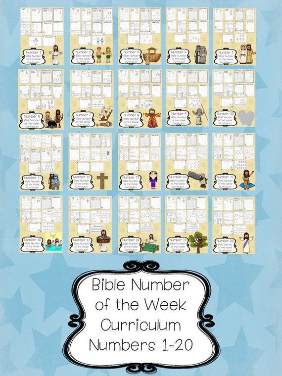 Bible Number Worksheets 1-20, Christian Curriculum (Digital Download)