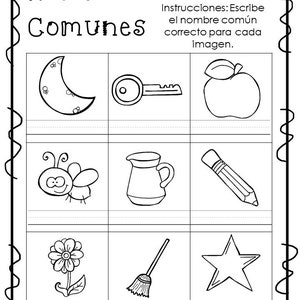 10 Printable Spanish Common Nouns Worksheets. ESL. ELA. - Etsy