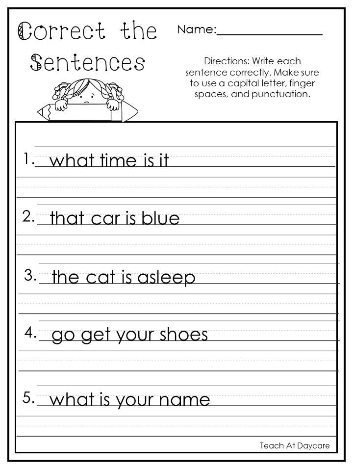 10 Printable Correct The Sentences Worksheets 1st 2nd Grade Etsy India