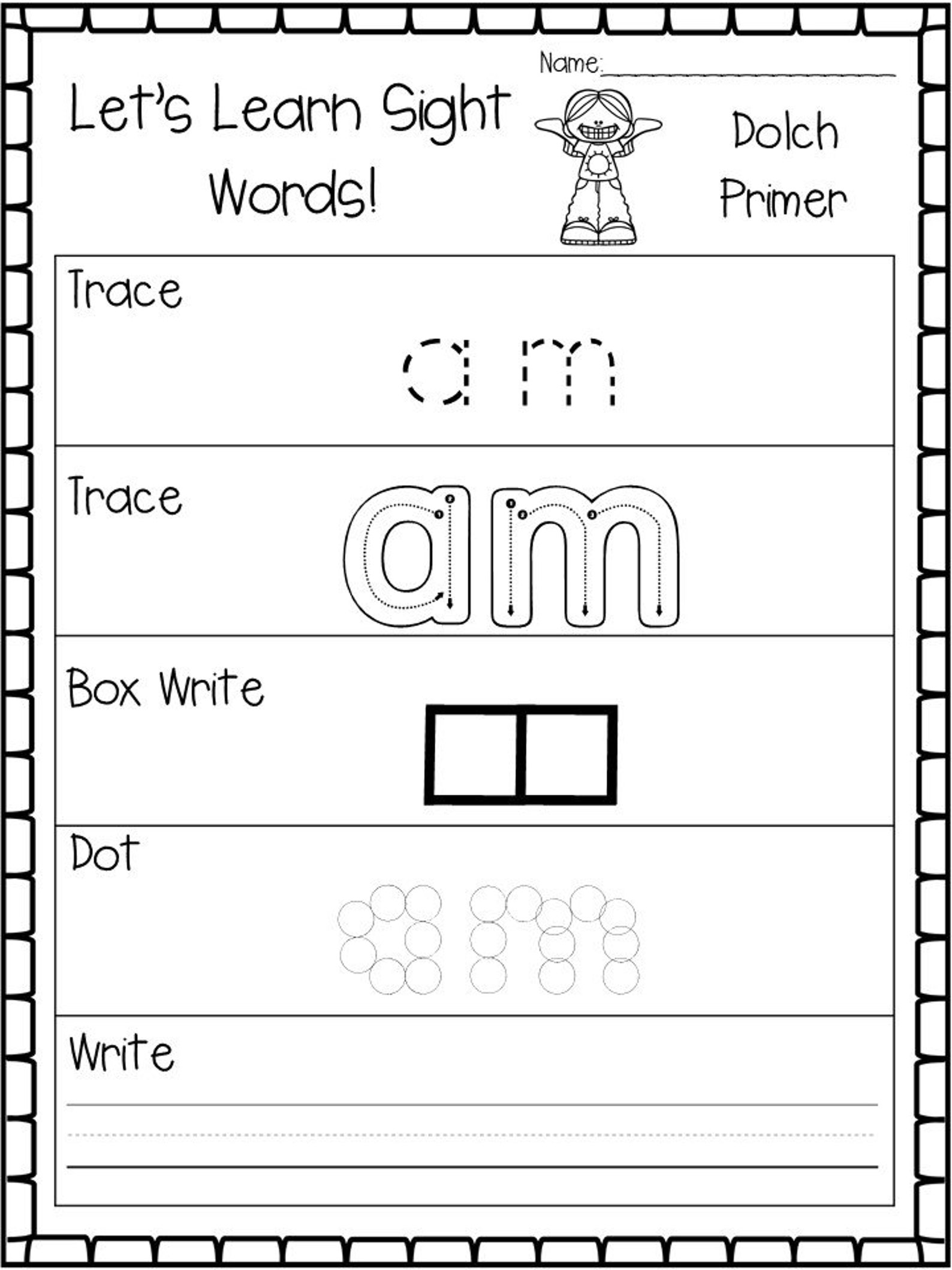 52 Printable Let's Learn Dolch Primer Sight Words Etsy