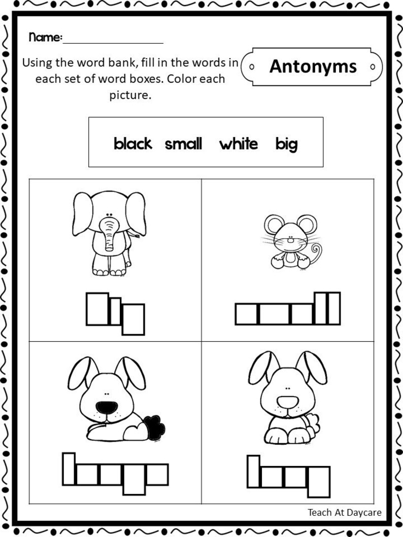 21 Printable Antonyms and Synonyms Box Write Worksheets. Etsy