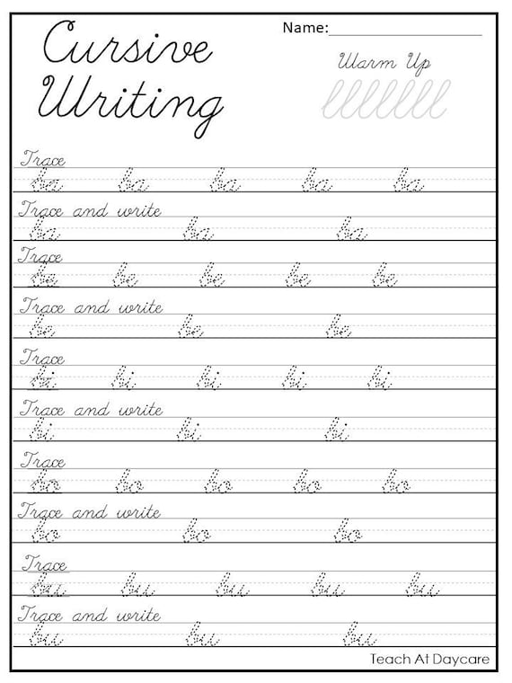 21 Cursive Handwriting Worksheets. Consonant and Vowel Tracing - Etsy