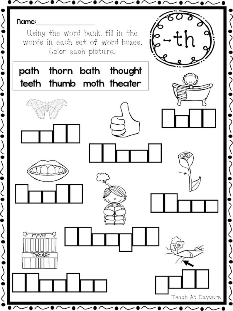 10 Printable Digraphs Box Writing Worksheets. Kindergarten-2nd - Etsy