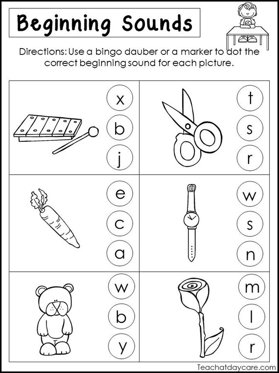 10 printable beginning sounds worksheets preschool 1st grade etsy