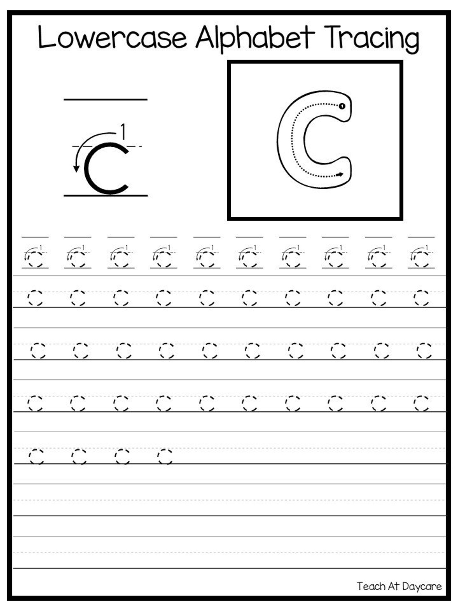 26 Printable Lowercase Alphabet Tracing Worksheets Etsy