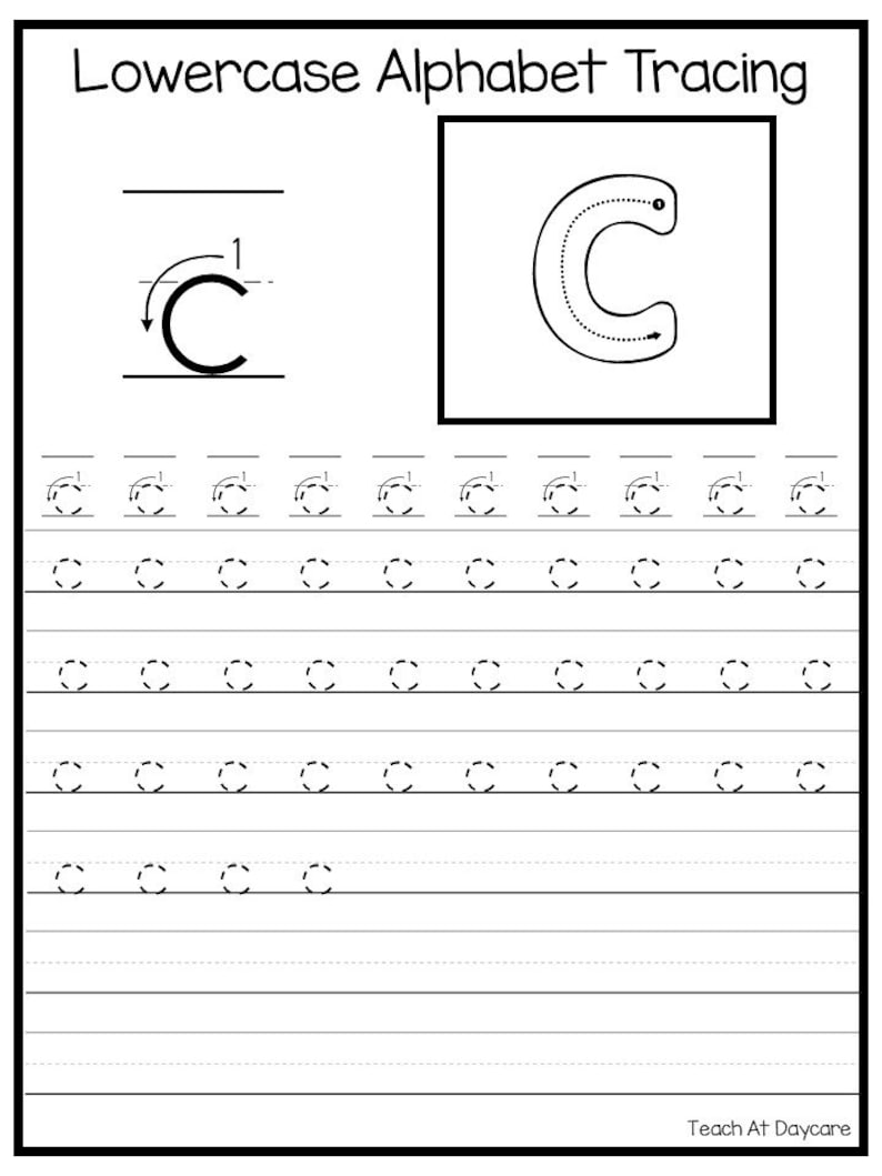 26 printable lowercase alphabet tracing worksheets etsy
