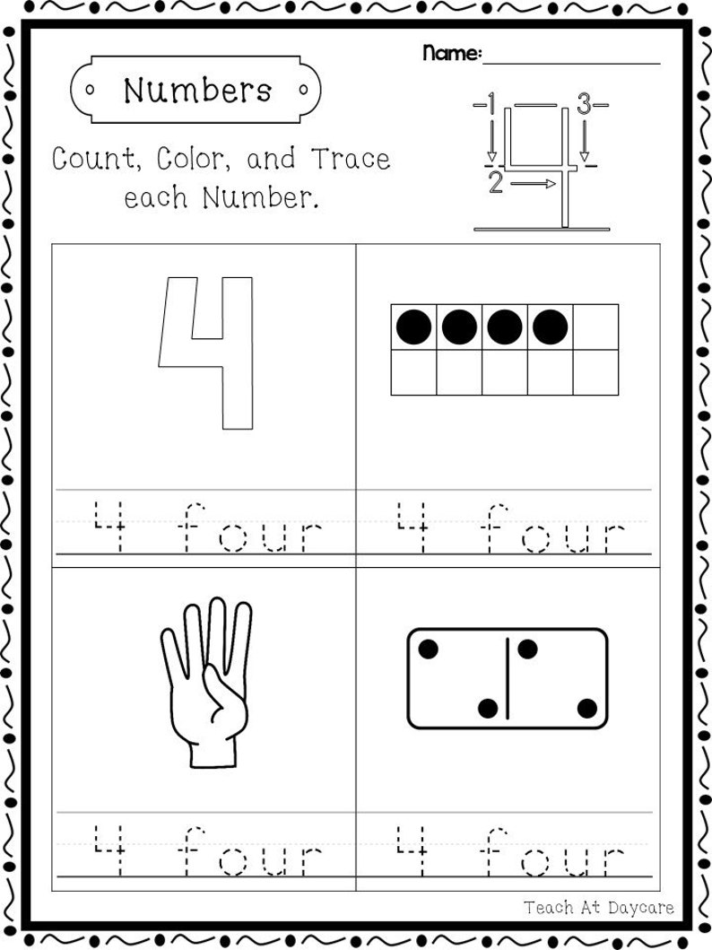 21 Printable Numbers Count Color and Trace Worksheets. | Etsy