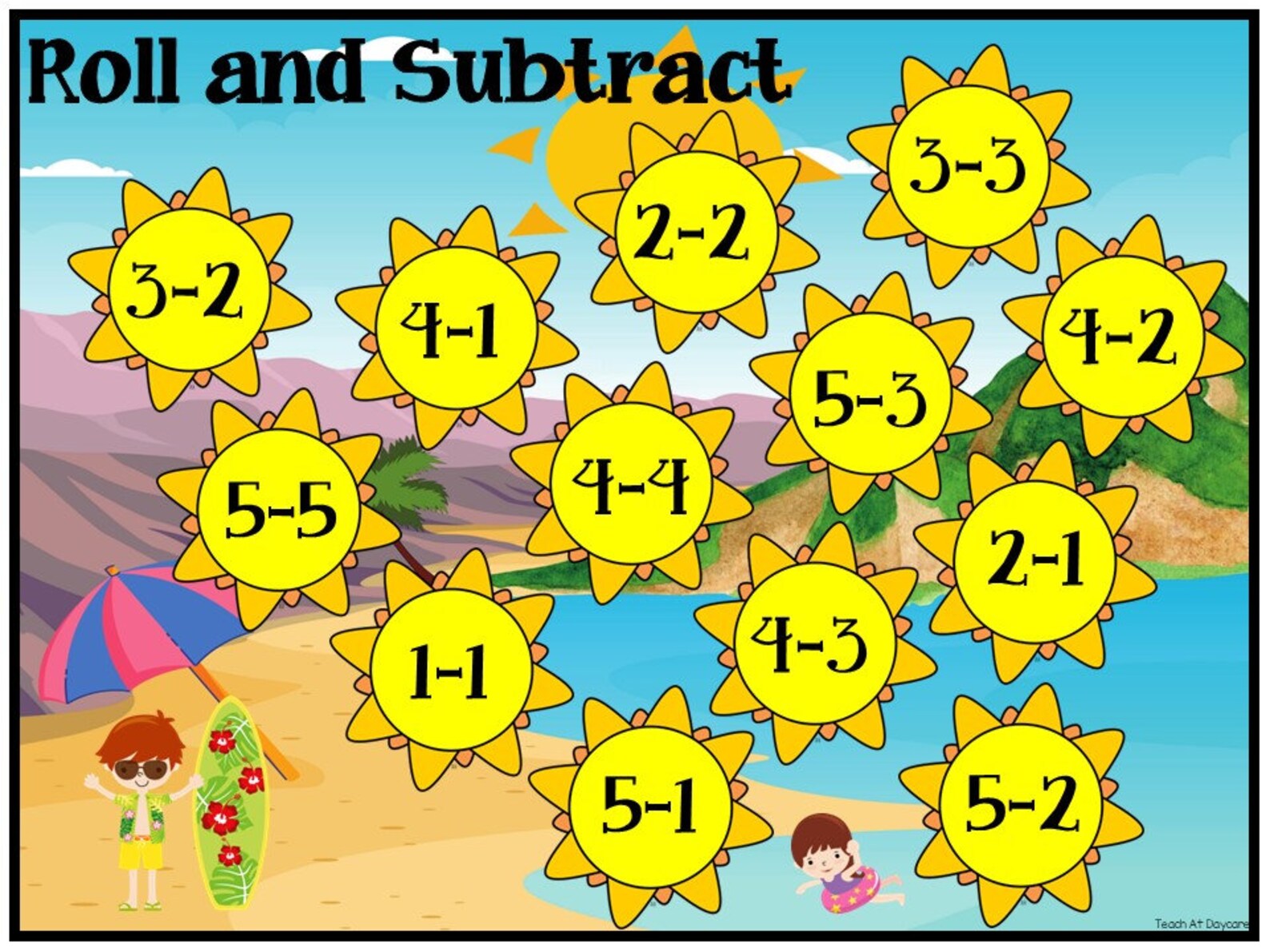 10 Printable Beach Themed Kindergarten Math Center Games and Activities ...