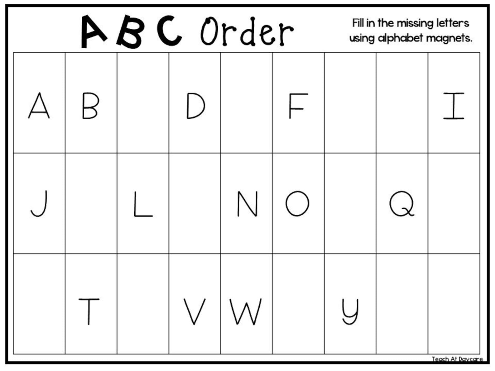 4 Printable ABC Order Work Mats/worksheets. - Etsy